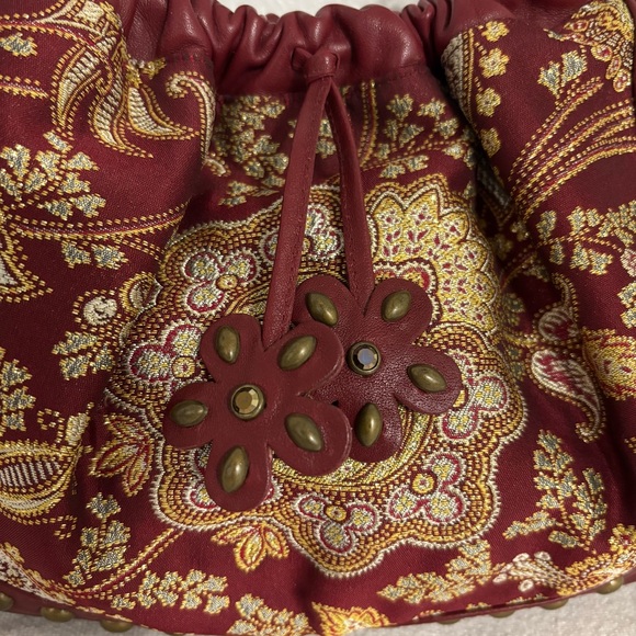 Isabella Fiore Leather & Tapestry Small Shoulder or Handbag With Studs Detail - Picture 2 of 16